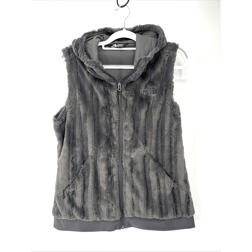 THE NORTH FACE Full Zip Furlander Vest Gray Hooded Large SOFT TNF